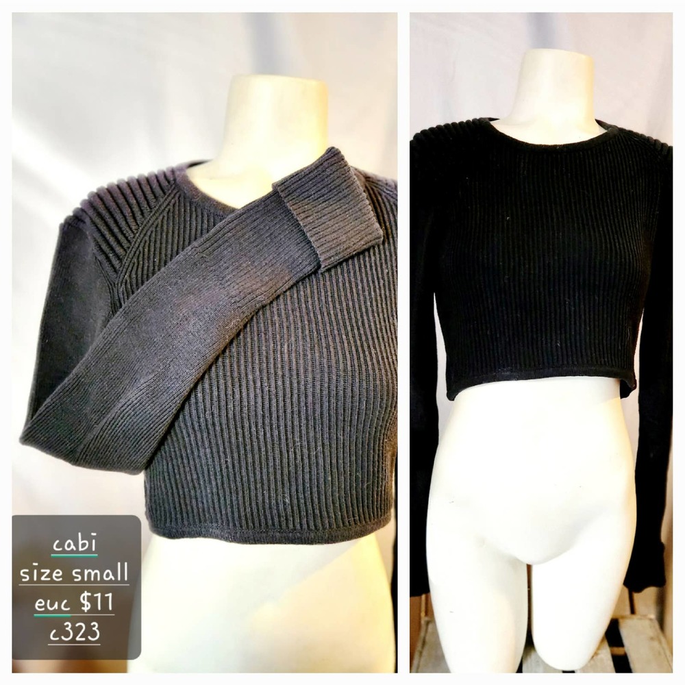 Cabi Women's Cropped Black Sweater Size Small